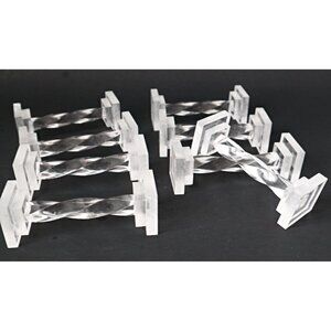 8 Vintage Lucite Knife Rest Acrylic Set Clear